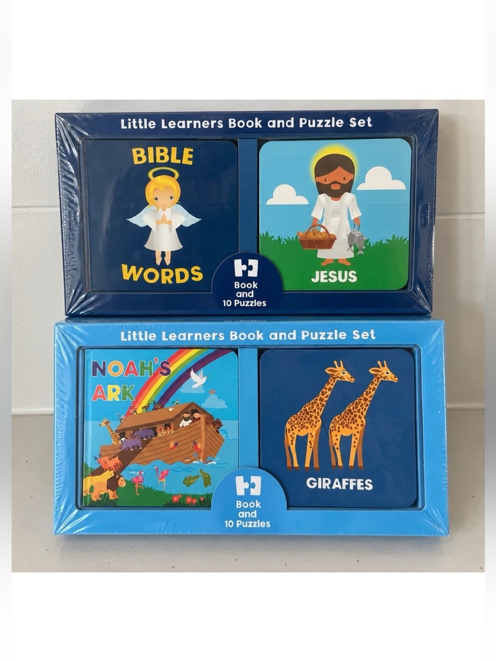 2 New Little Learners Book & Puzzle Sets Bible Noah’s Ark Giraffes